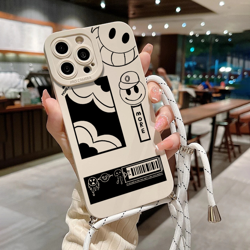 Smiling Face Star Graphic Phone Case With Lanyard For Iphone 11 14 13 12 Pro  Max Xr Xs 7 8 6 Plus Mini Czq Pattern Luxury Matte Silicone Original  Shockproof Camera Lens Protector Soft Cover - Temu Australia