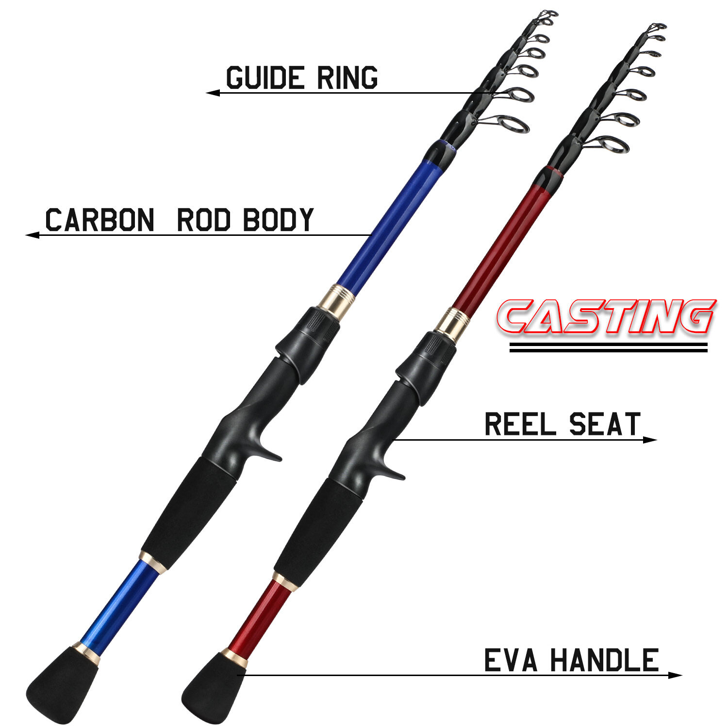 Sougayilang Casting Spinning Fishing Rod 1.8m UltraLight Carbon Fiber Rod  Pole 4Section with EVA Handle Baitcasting Fishing Rod 1.8m - casting rod
