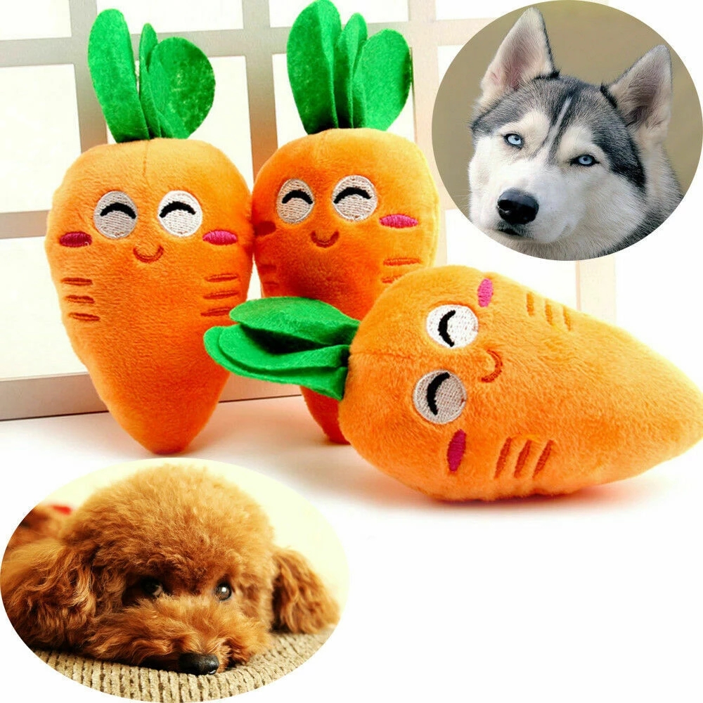 

1/2/3pcs Carrot Design Pet Grinding Teeth Squeaky Plush Toy Durable Chew Toy For Dog Interactive Supply