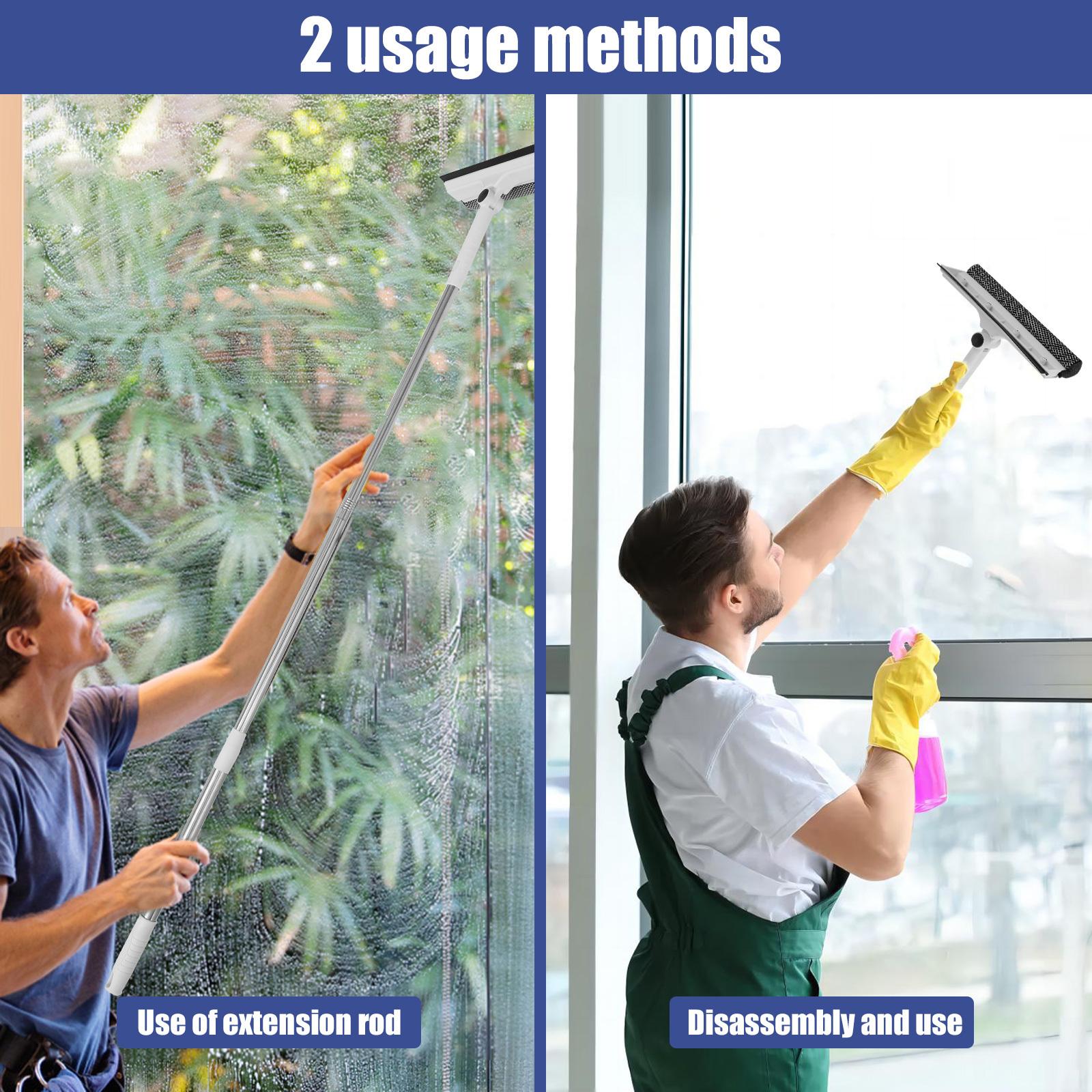 Extendable Window Cleaner Squeegee Car House Windshield Glass