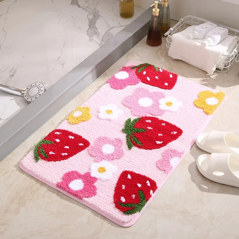Soft Cozy Strawberry Bathroom Rugs, Bathroom Cute Doormat, Non Slip  Absorbent Washable Shaggy Mat, Bedroom Durable Thick Plush Door Mats - Temu  Australia