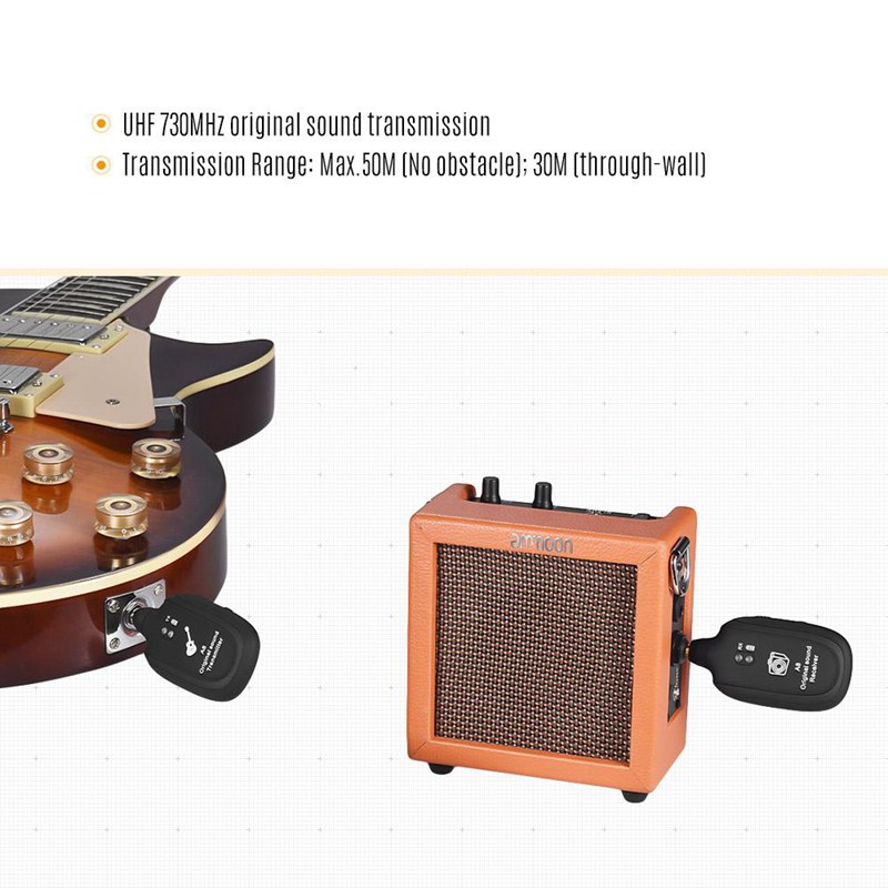 トランスミッターレシーバー エレキギターベース用UHF ギターワイヤレスシステム 内蔵充電式リチウム