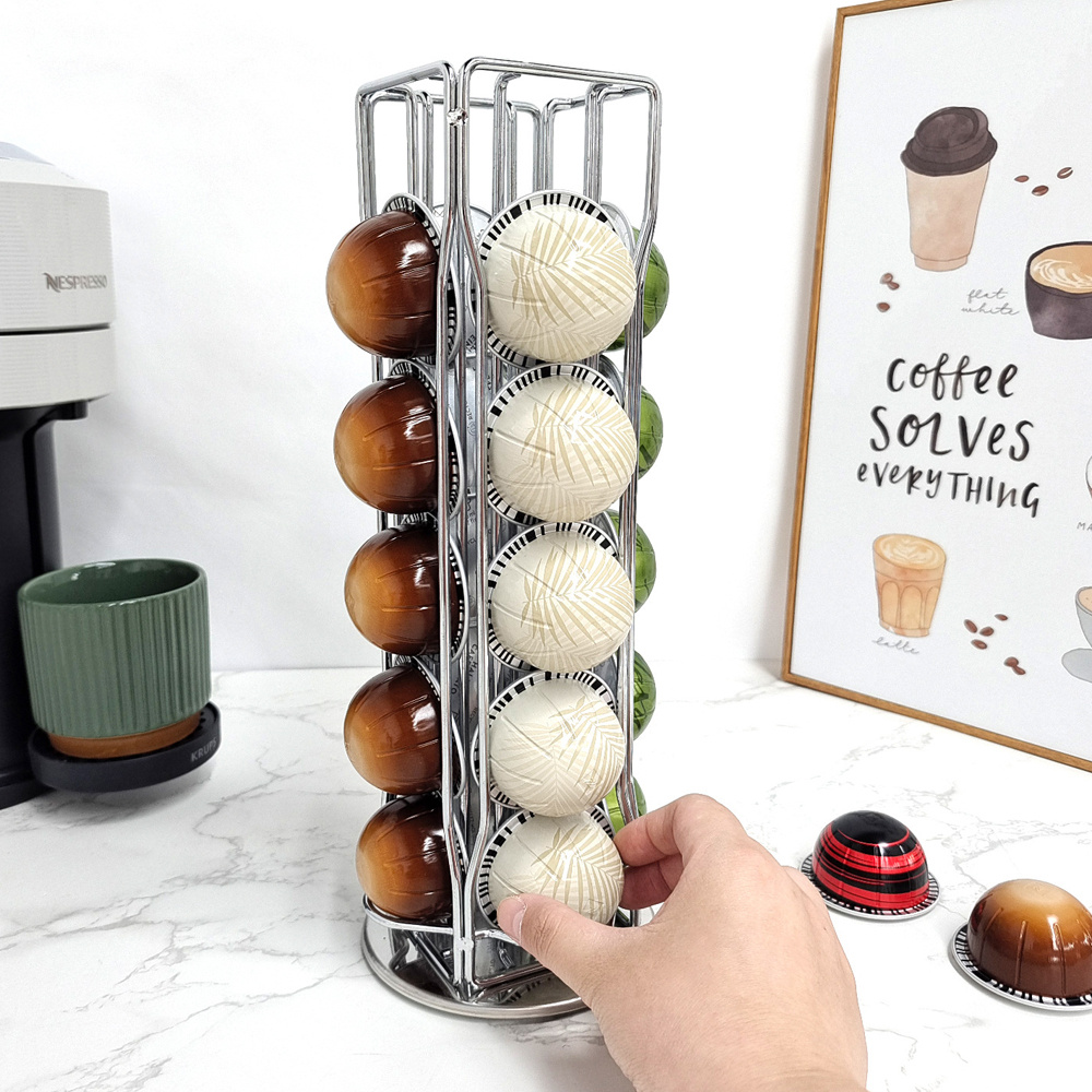 1pc Coffee Pod Holder, Rotatable Vertuo Line Coffee Capsule Pods Storage  Holder And Display Stand, Metal 20 Cups Storage Organizer Shelves Rack,  Kitch