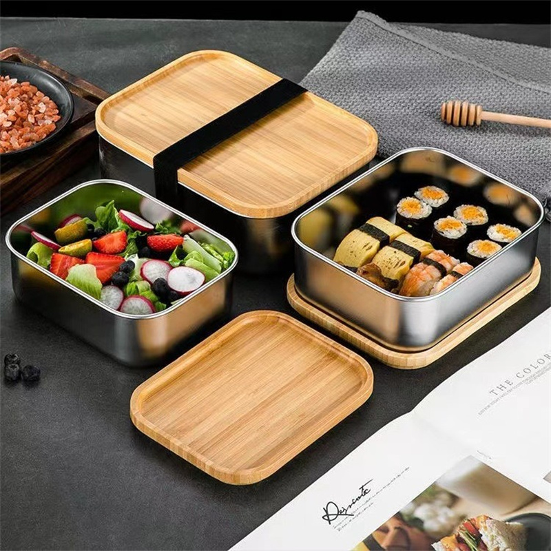 Stainless Steel & Bamboo Lunch Boxes