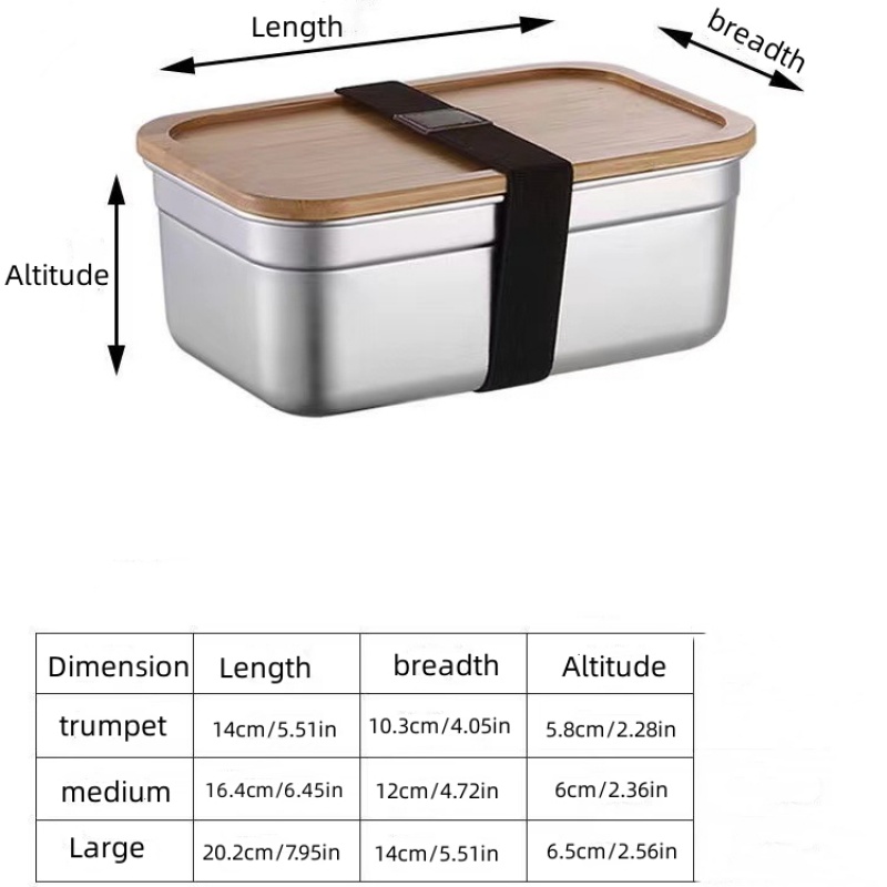 304 Stainless Steel Japanese-style Fresh-keeping Box, Good-looking Bamboo  Wood Lid Lunch Box, Fresh-keeping Box With Strap For Teenagers And Workers  At School, Canteen, Back School, For Camping And Picnic, Home Kitchen  Supplies 