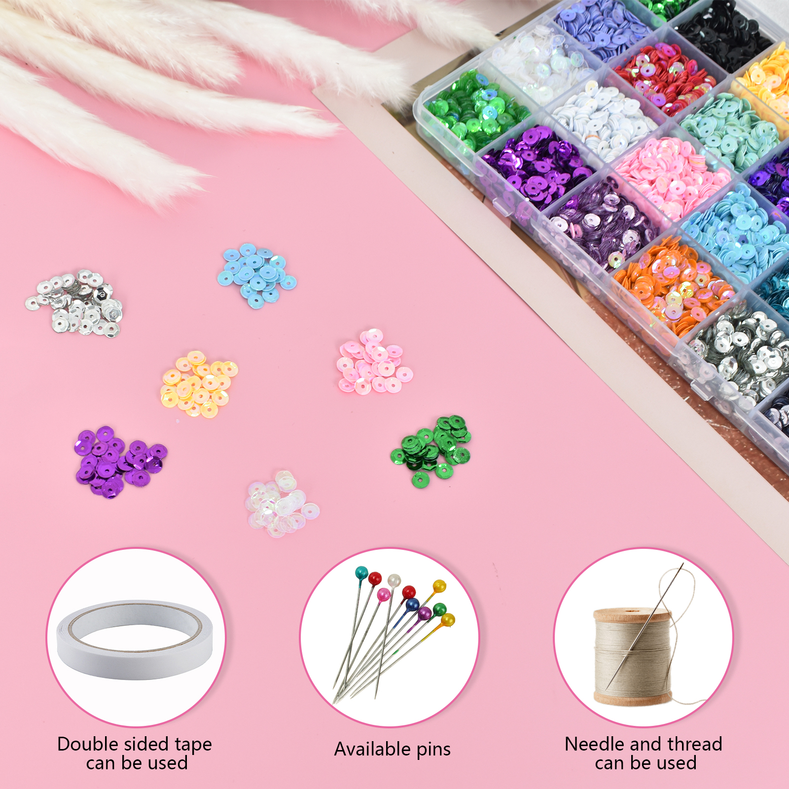 Colorful Loose Sequins Cup Set With Box For Sewing Sticking - Temu