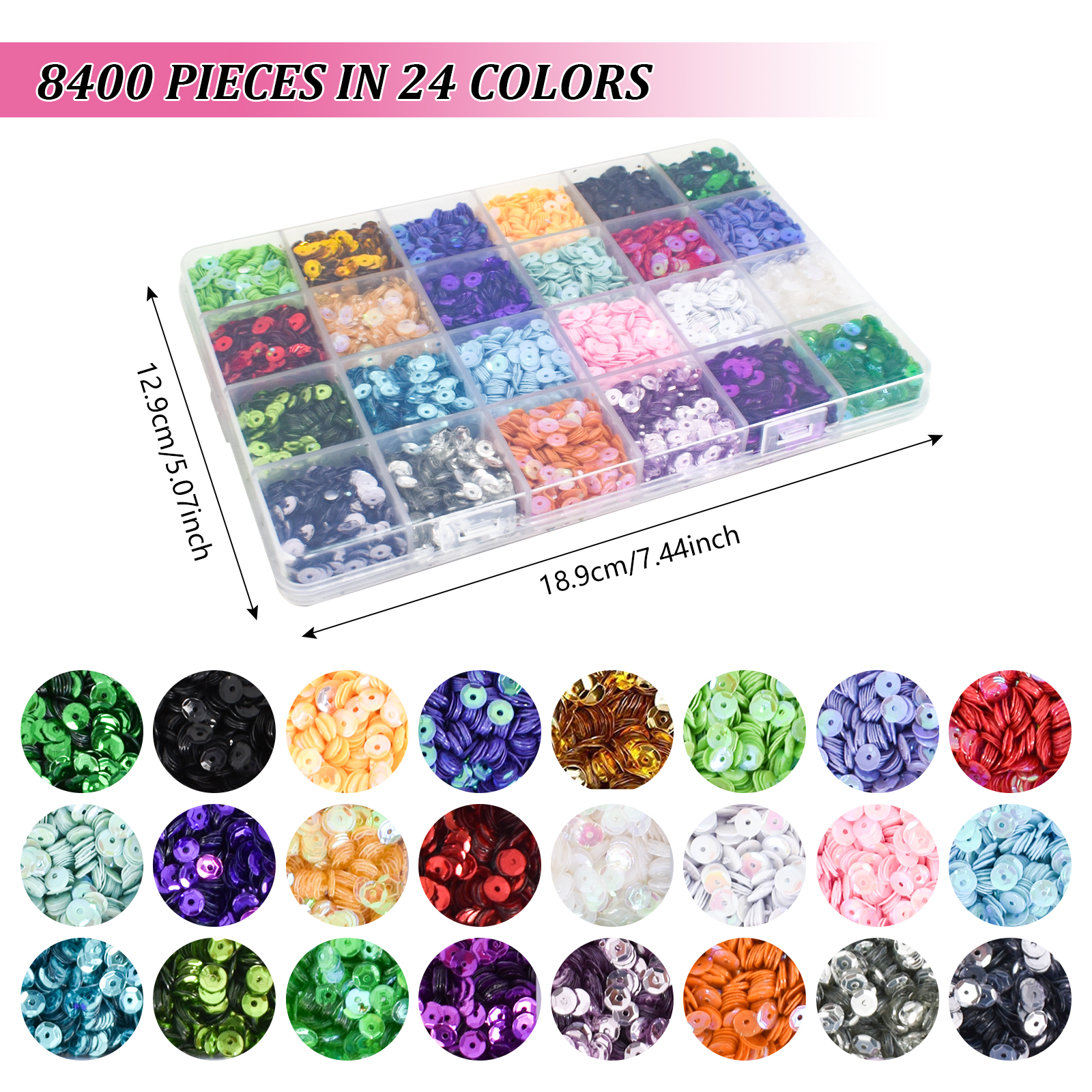 24 Colors Sequins Colorful Glitter Sequins With Hole Diy - Temu