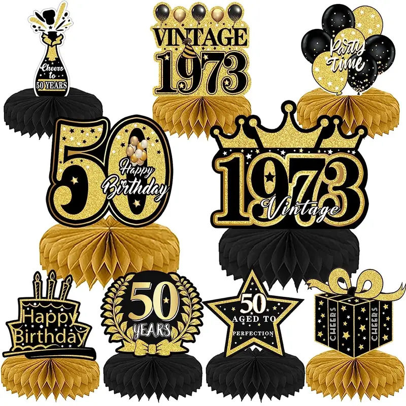 50th Birthday Decorations Black Golden 50th Birthday Party - Temu