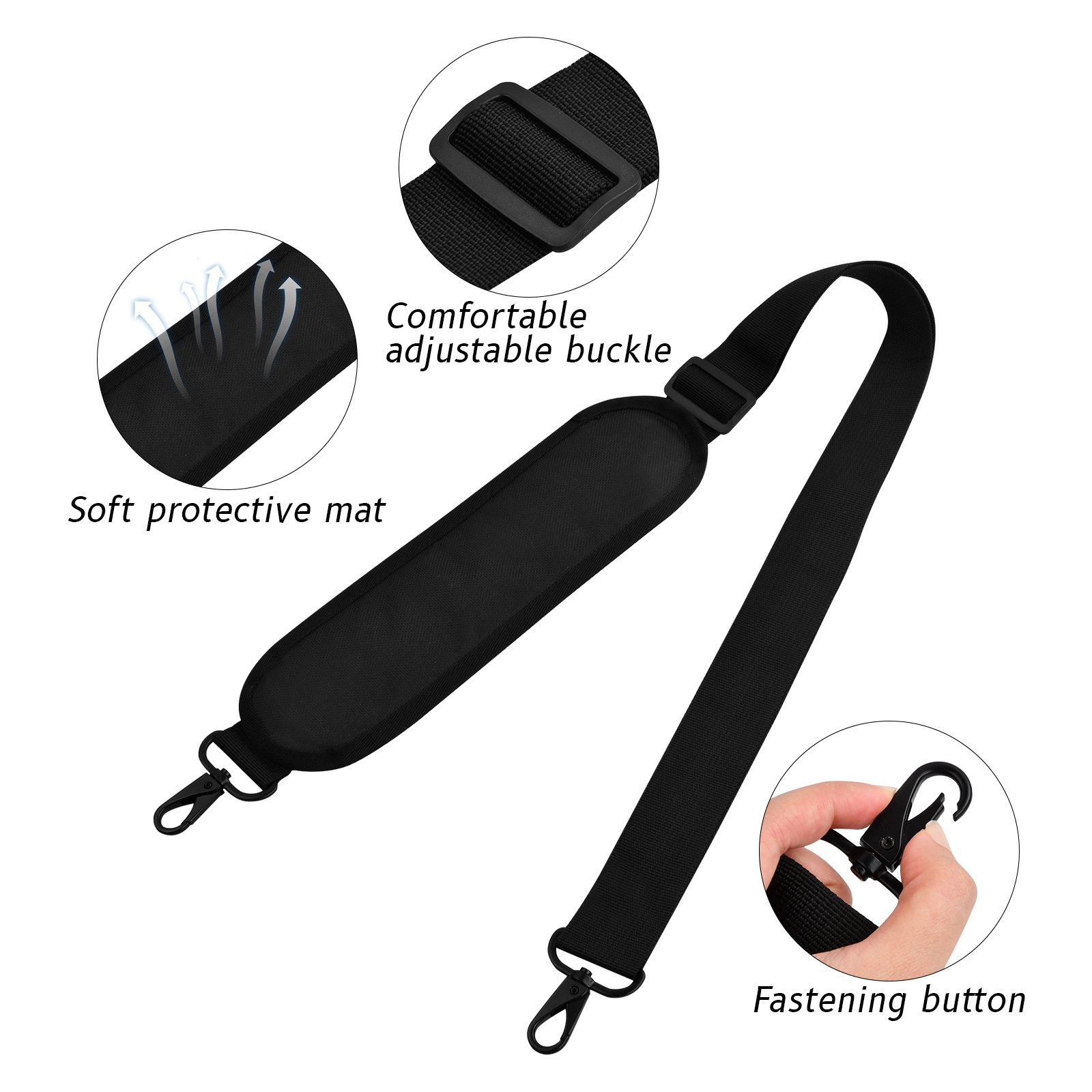 Universal Shoulder Strap Replacement, Luggage Duffle Bag Strap, Detachable  Soft Padded Adjustable Belt With Metal Swivel Hooks