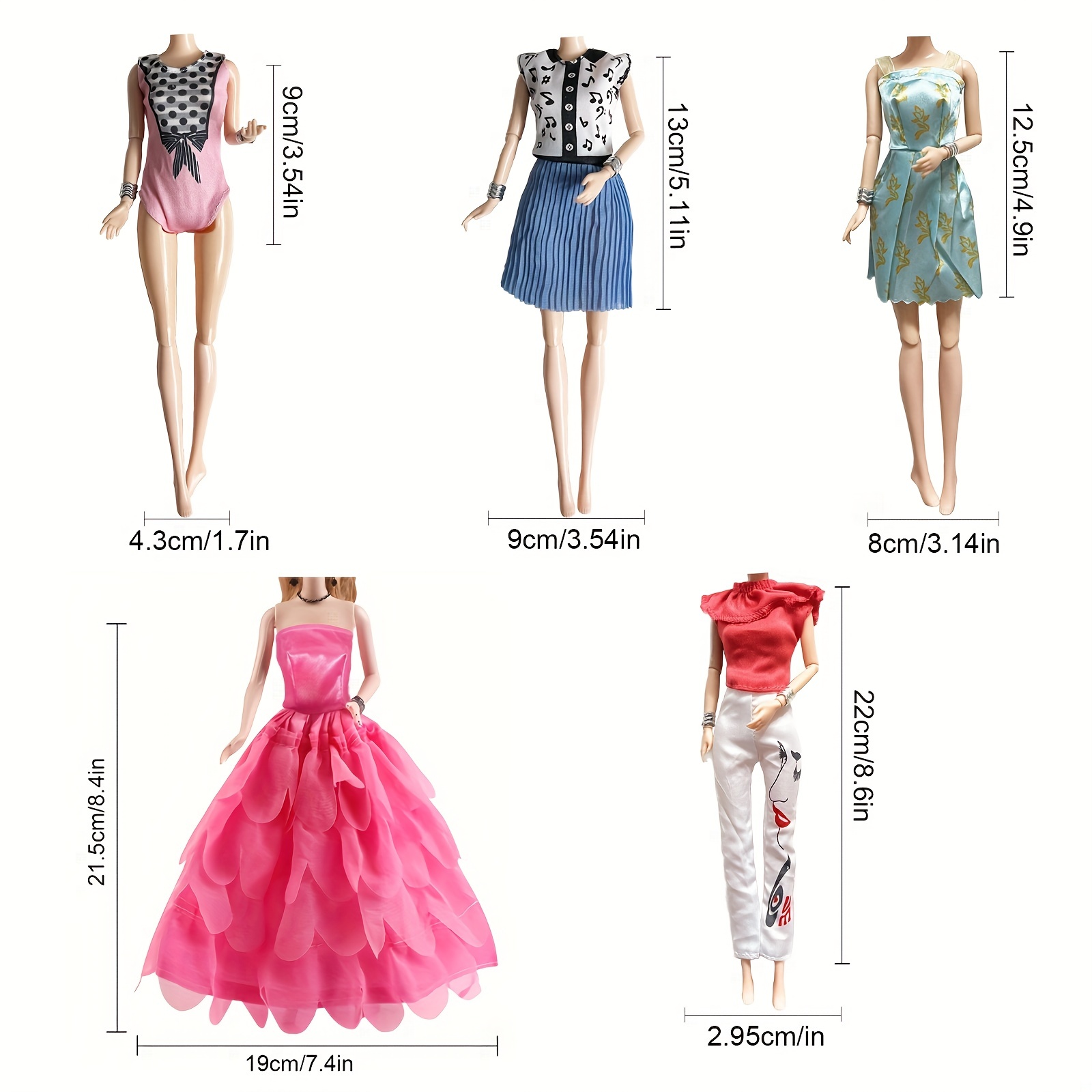 30 PCS Barbie Clothes Doll Fashion Wear Clothing Outfits Dress up Gown  Shoes Lot
