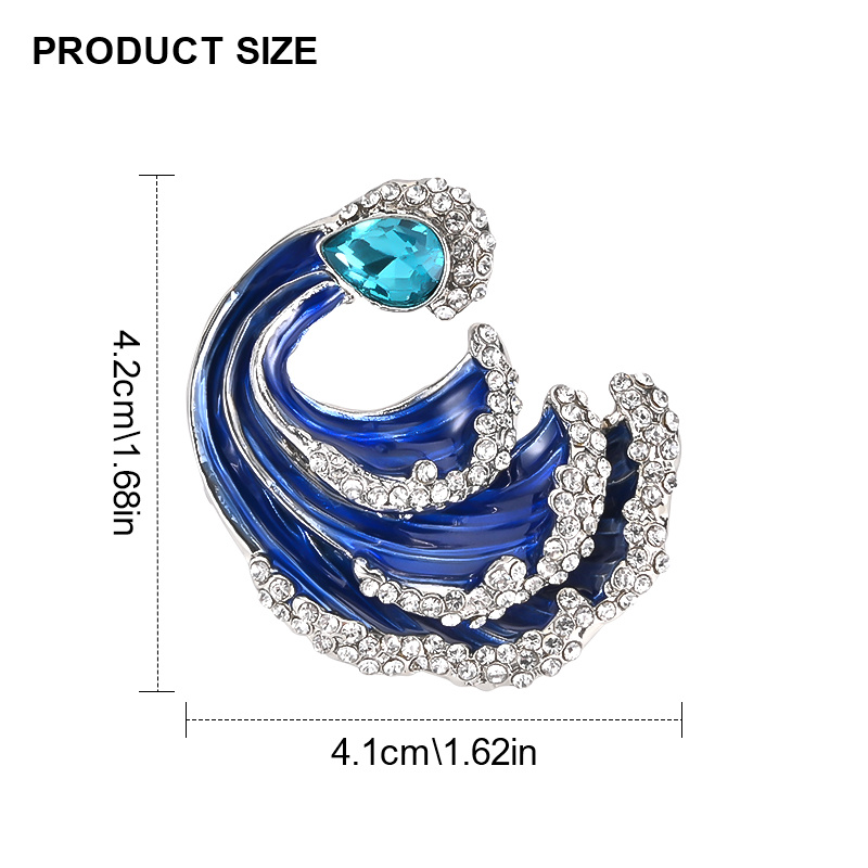 Temu Rhinestone Enamel Sea Conch Brooch Peacock Blue Zinc Alloy Badge Brooch Collar Jackets Dress Suit Hats Scarves Pants Brooches Pins Fashion Jewelry