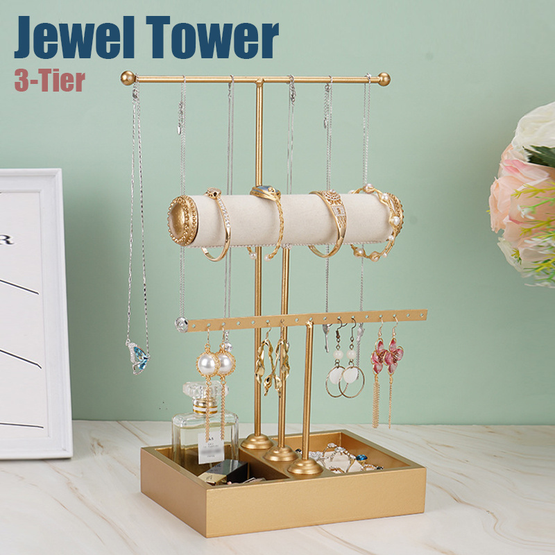 MTLEE 12 Pcs Jewelry Displays Holder Set, Including T Bar Bracelet Display  Stand, Necklace Display Stand, Ring Earrings Tray Easels for Jewelry
