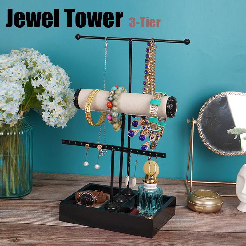 3 Tier Jewelry Tree Stand Tower Rack Necklace Bracelet Holder Jewelry  Display Stand Jewelry Tower with