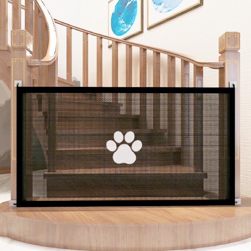 Puerta de seguridad retráctil para bebés (0-180 cm), puerta de seguridad  para escaleras de mascotas - blanco