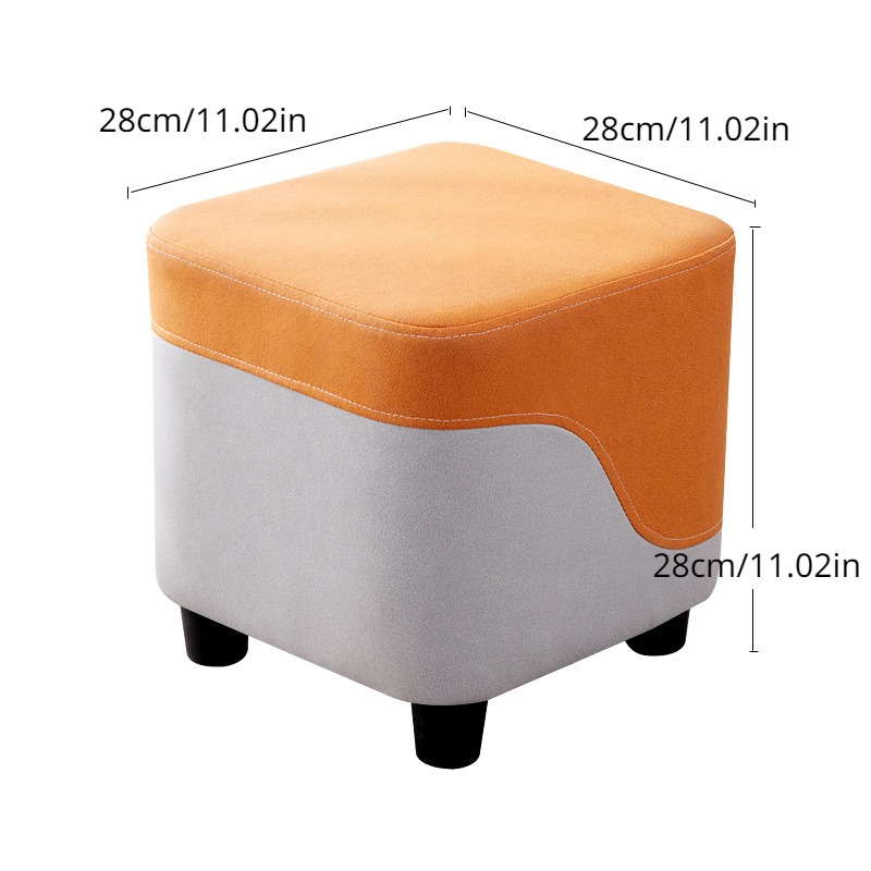 Wood Square Cushion Foot Stool with Non-Slip Pad, Houndstooth Small Ottoman  for Living Room, Orange - Bed Bath & Beyond - 38905688