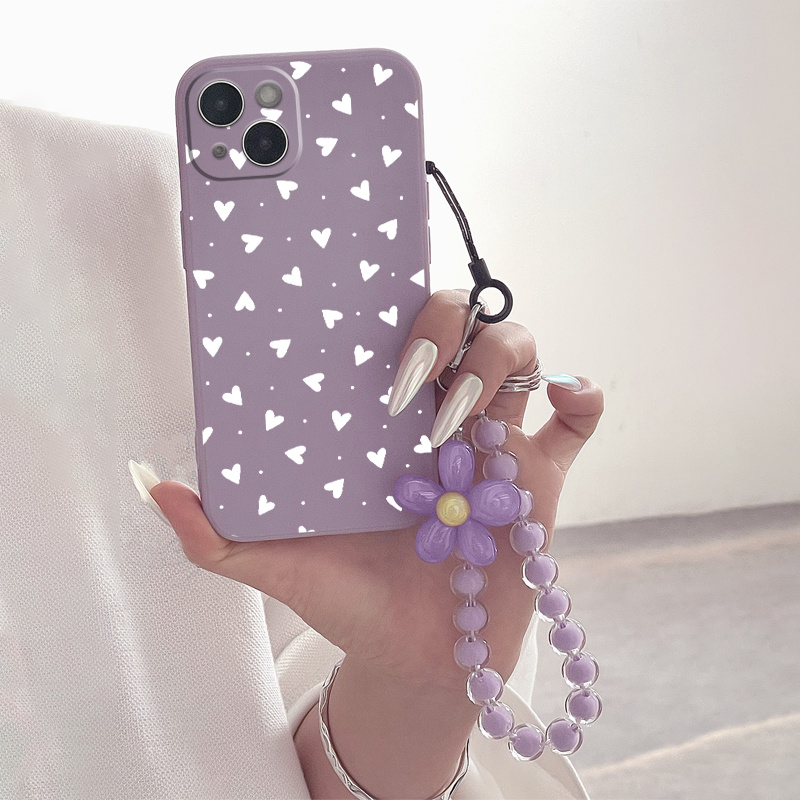 phone case lanyard white heart pattern phone case 11 - Temu