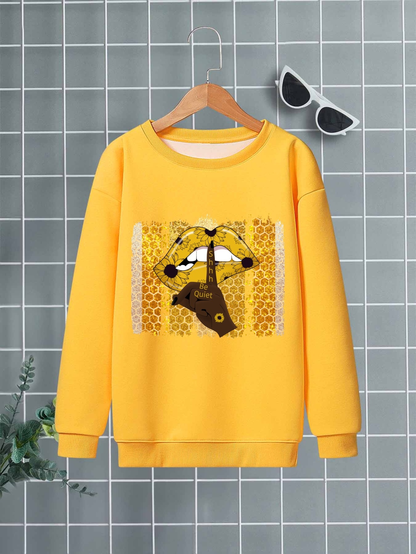 Sudadera Con Estampado De Labios De Girasoles Para Ni os Temu Mexico