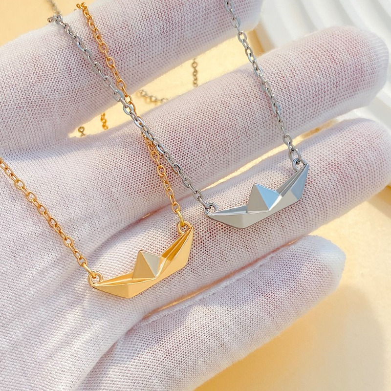 Origami Paper Plane Pendant in 14K Gold