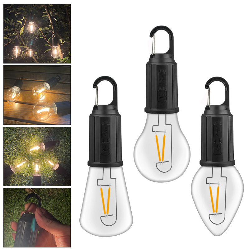 

1pc Outdoor Camping Lamp With Tungsten Filament, Led Bulb For Emergency Night Market And Street Stall Use, Rechargeable Led Bulb, Suitable For Night Market And Household Use