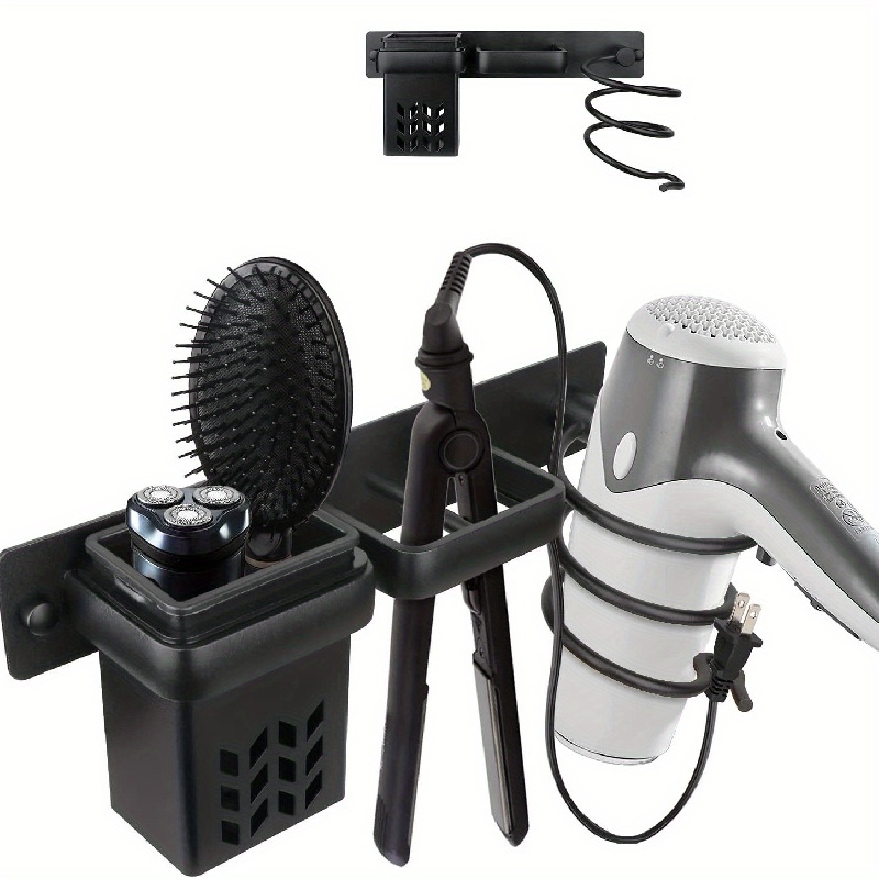 TEMU 1pc Your Bathroom , Multi-functional Hair Dryer & Straightener Holder