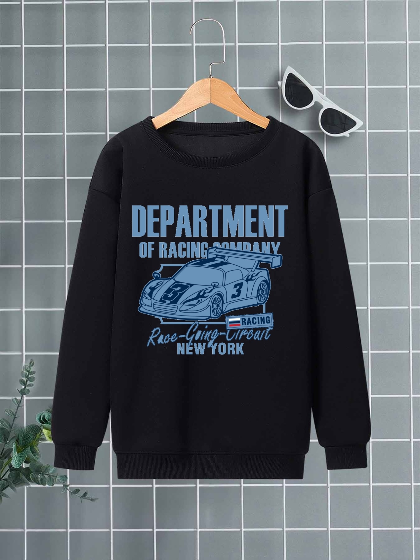 Race Car Print Pullover Sweatshirt For Boys Crew Neck Tops Temu Australia