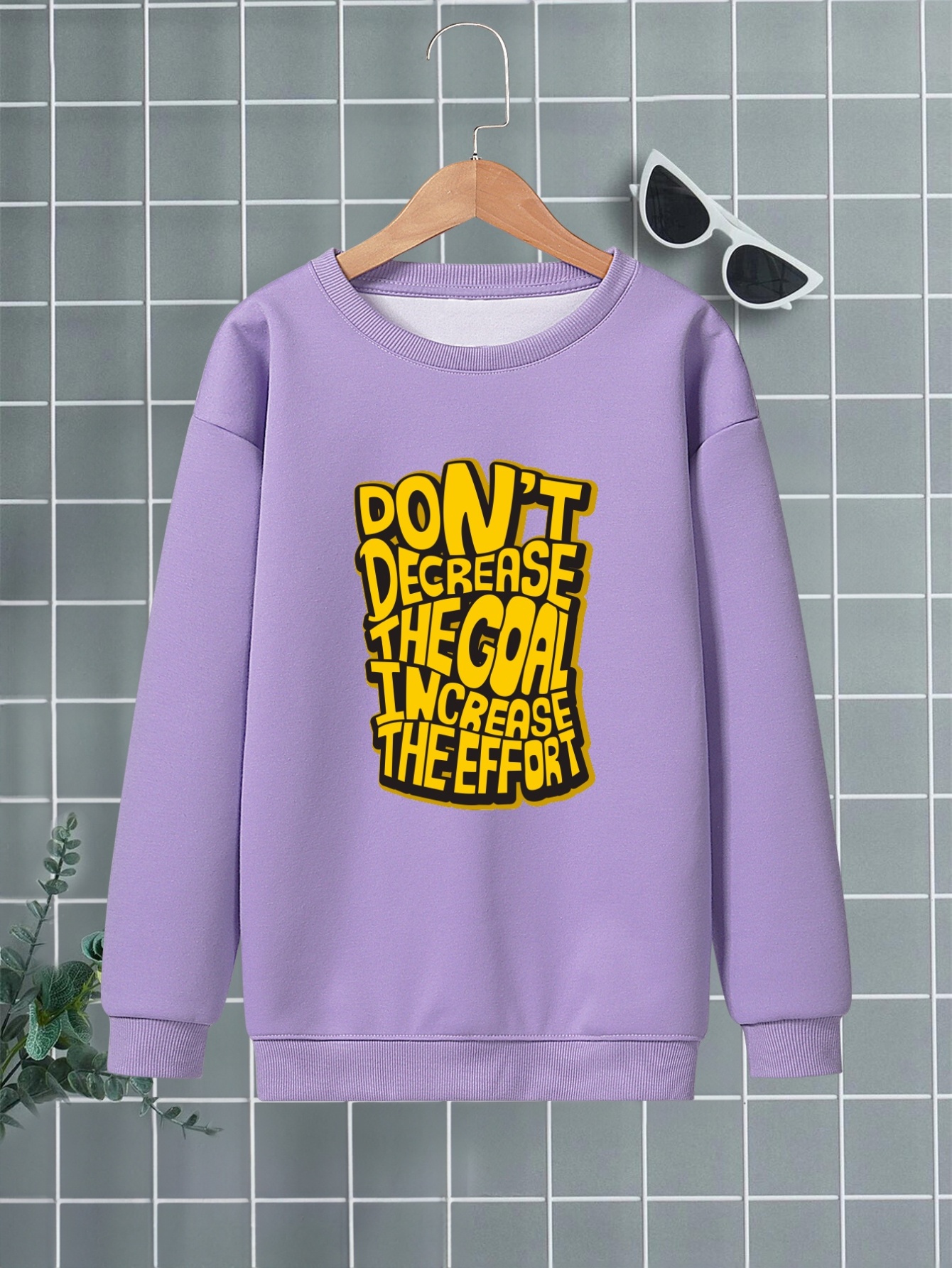 Goal Printed Round Neck Lavender Kid's T-Shirt