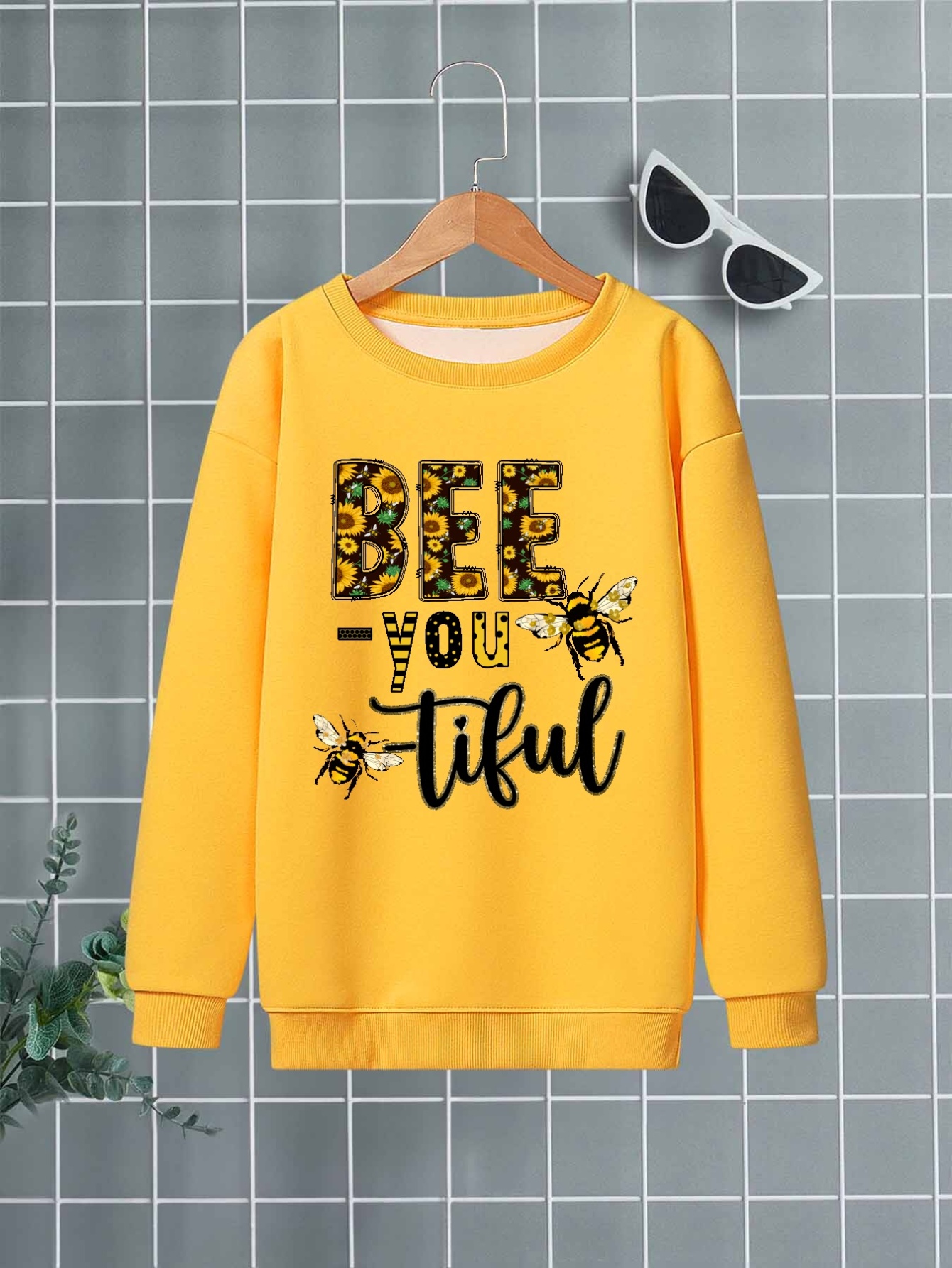 Bee You Letter Pattern Print Sweatshirt For Kids Boys Keep Your Little One  Warm And Trendy | Save Money On Temu | Temu New Zealand