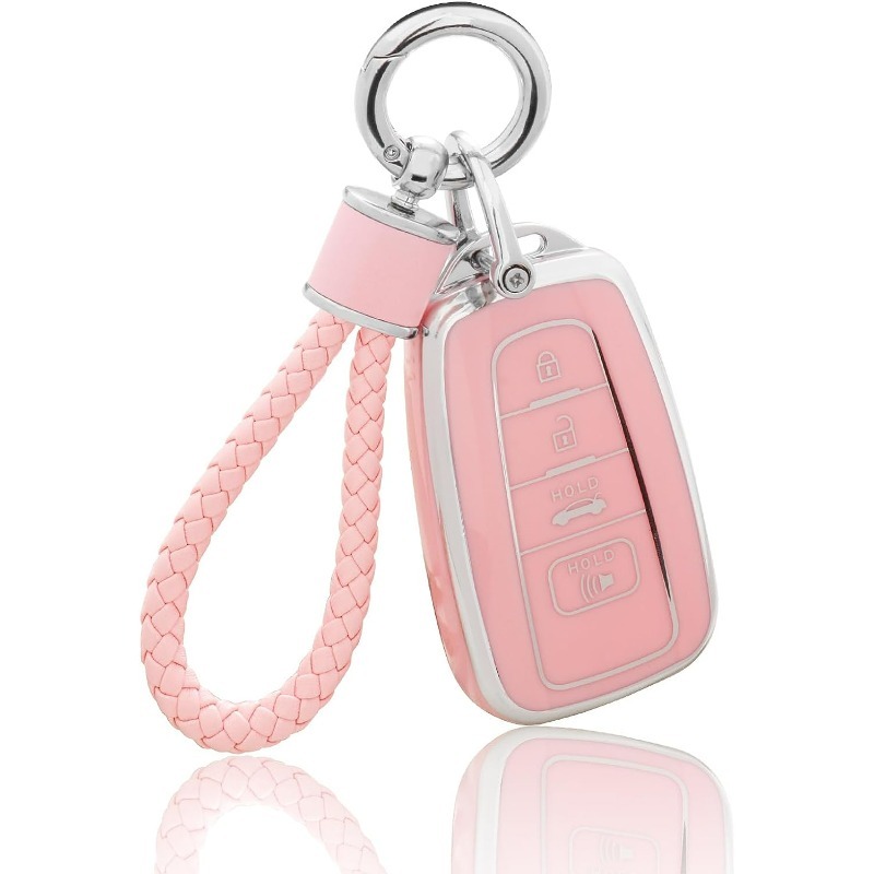 Key Fob Cover With Pu Leather Lanyard, Car Key Case For 2018-2022 Avalon  Corolla Gt86 Smart Key Protector - Temu