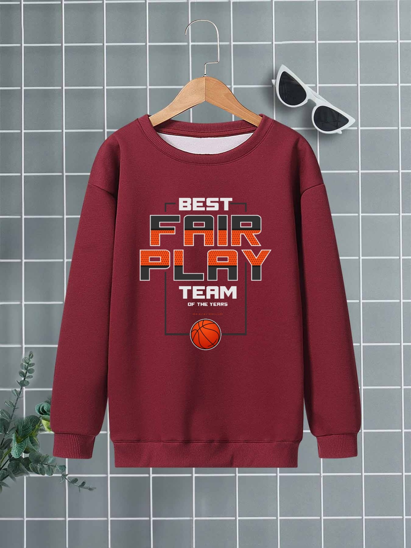 Best Fire Play Team Letter Print Boys Casual Creative Pullover