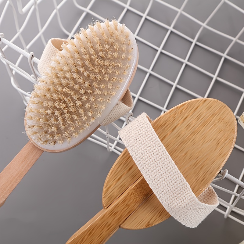 Wooden Back Scrubber For Shower Long Handle Bath Sponge - Temu