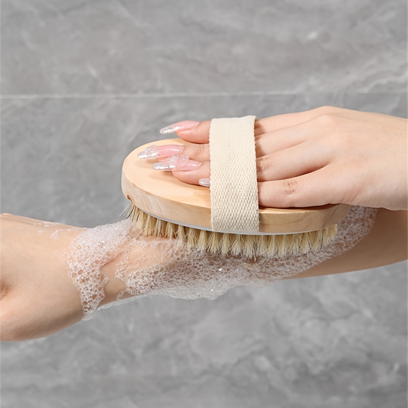 Wooden Back Scrubber For Shower Long Handle Bath Sponge - Temu