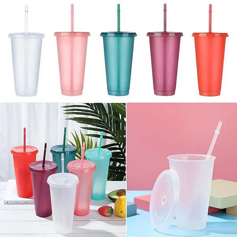 Round Cup Mouthreusable Party Drinking Cups With Straw Lid - Temu