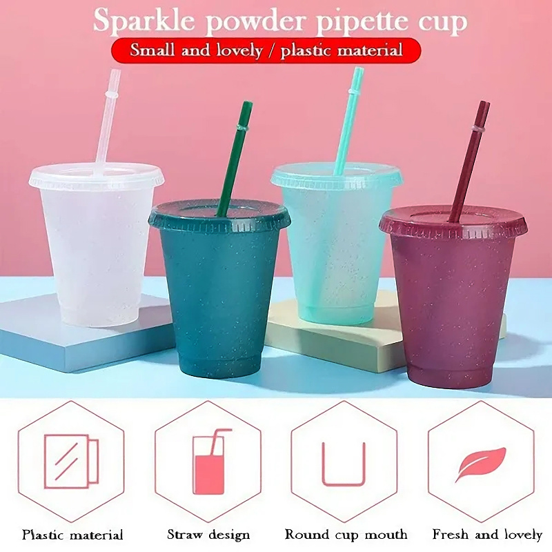 Round Cup Mouthreusable Party Drinking Cups With Straw Lid - Temu