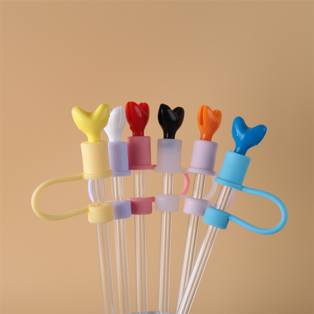 Dustproof Silicone Straw Stopper For Straw, Creative Cute Rhinestone/rabbit  Ear/heart Shaped Drinking Splash Proof Straw Plug, Cup Accessories - Temu