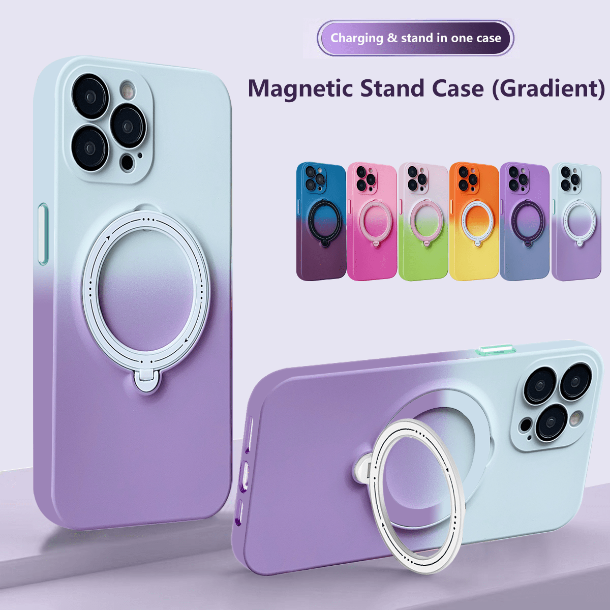 Beautiful Gradation Case Magnetic Wireless Charging Cover - Temu Germany
