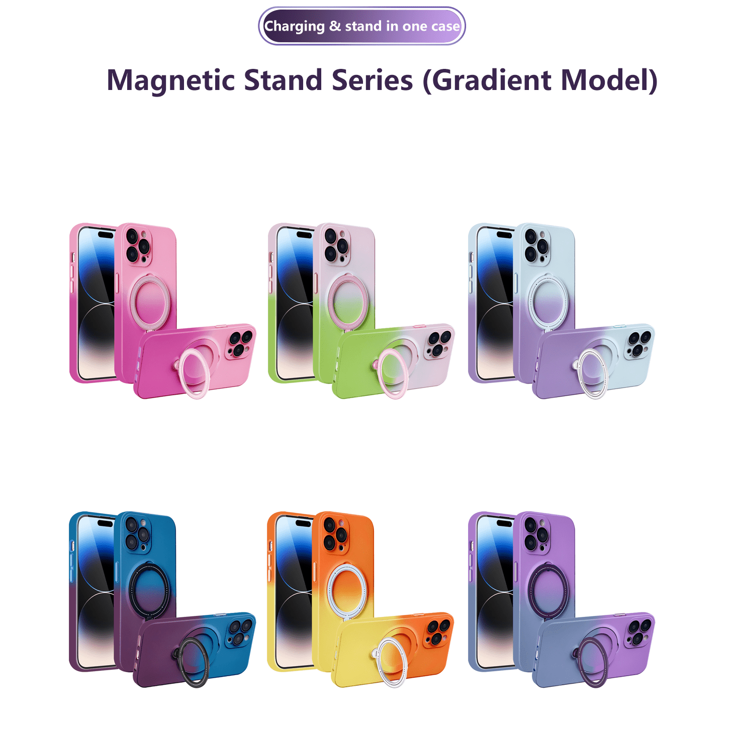 Beautiful Gradation Case Wireless Charging Cover Temu