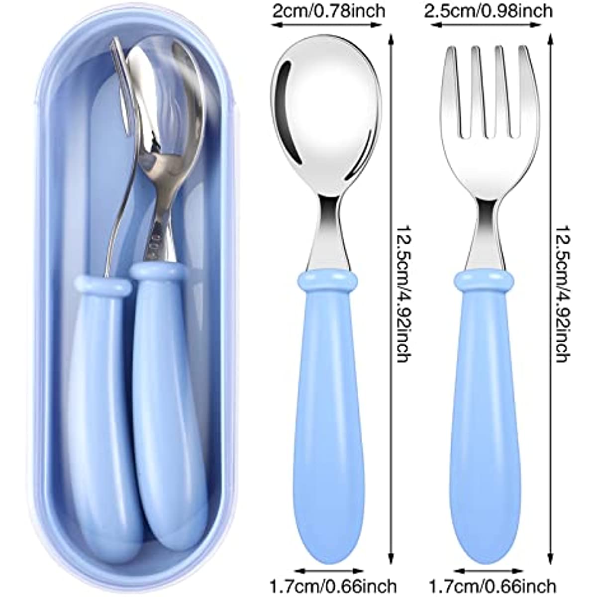 1/2PCS Children Spoon Forks Box Kids Stainless Steel Kids Cutlery Portable Baby  Feeding Utensils Baby