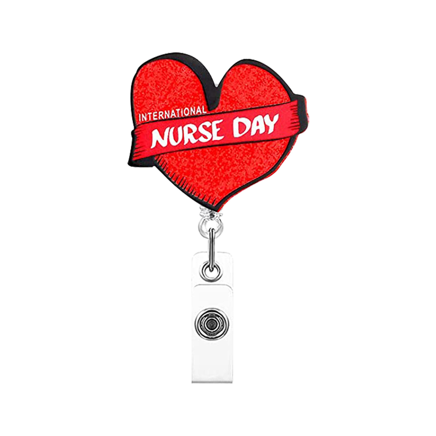 Translucent Red EKG Heart Shaped Badge Reel - Pack of 100 - 2120-7636 - Easy Badges