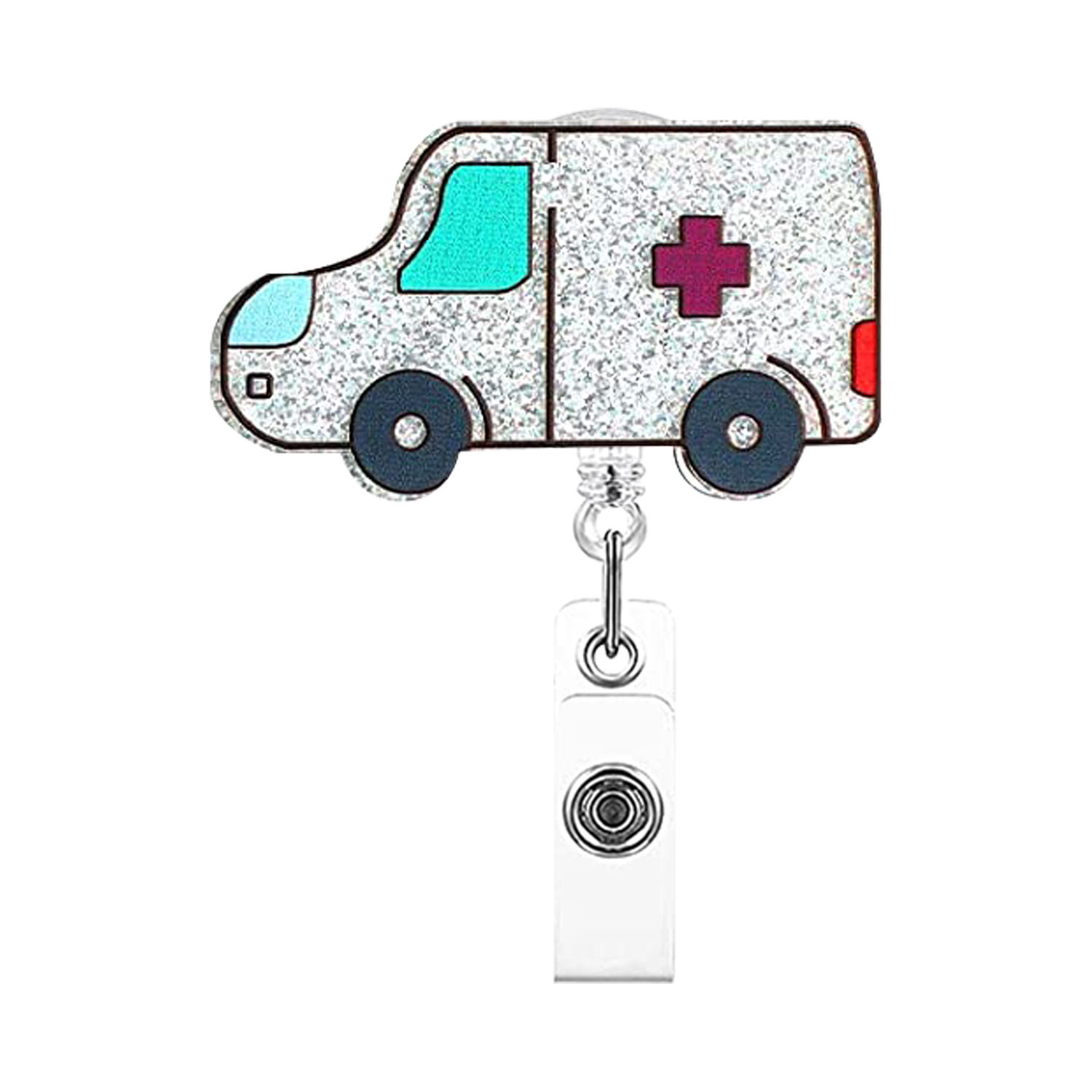 1pc Medical/nurse Embroidery Ambulance Pill Zipper Pull Id Holder