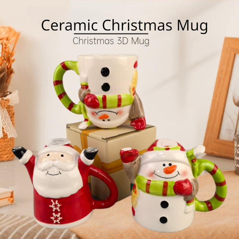 1pc, Cute Gingerbread Man Coffee Mug, 320ml/10.8oz Ceramic Coffee Cups,  Christmas Water Cups For Home And Office, Summer Winter Drinkware,  Christmas G