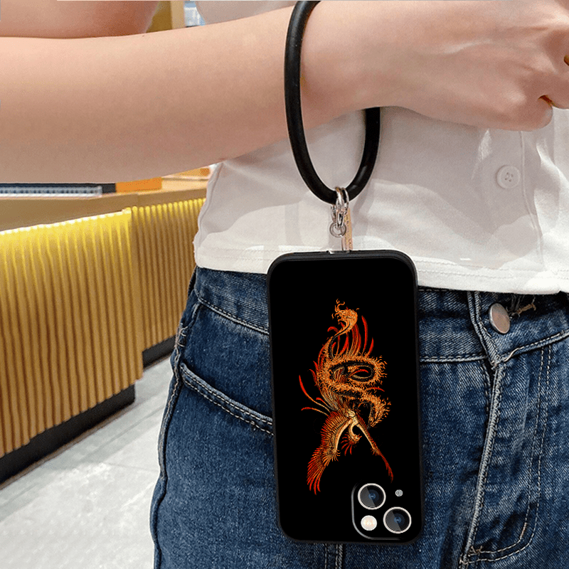 Dragon Phoenix Graphic Phone Case Lanyard Iphone 11 14 13 12 - Temu