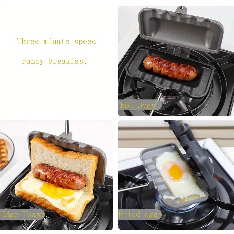 Breakfast Sandwich Maker Double-Sided Non-Stick Sandwich Griddle With  Detachable Handle