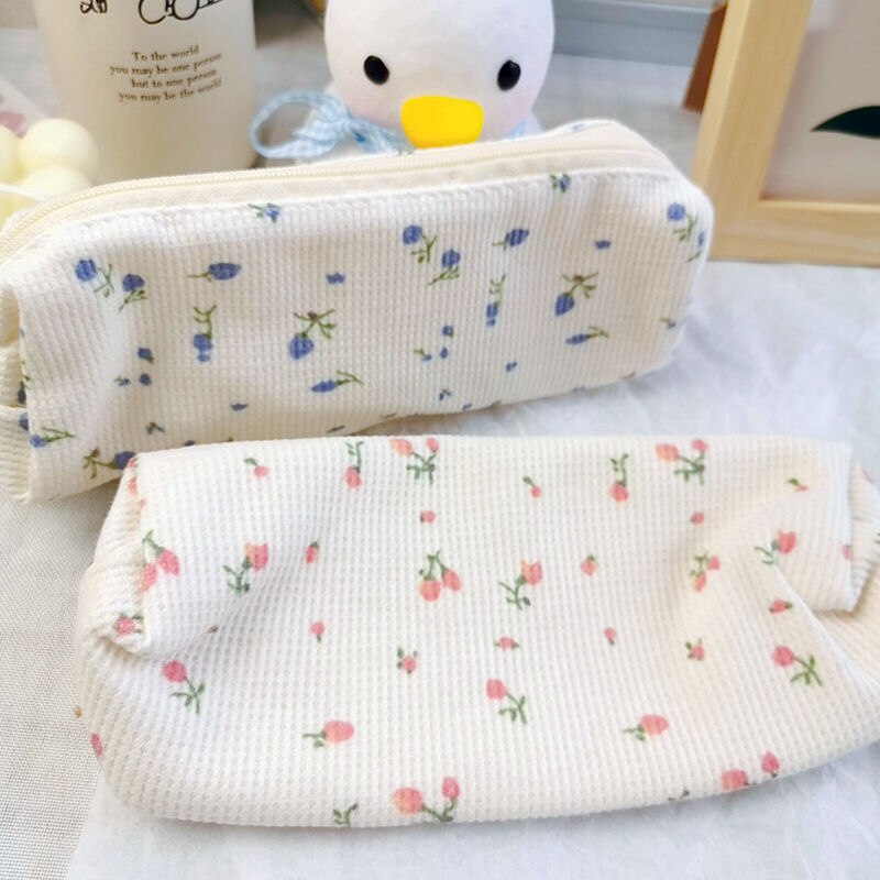 10298 Kawaii Floral Fresh Style Pencil Bag Small Flowers Pencil Cases Cute  Simple Pen Bag Storage Bags School Supplies Stationery Gift