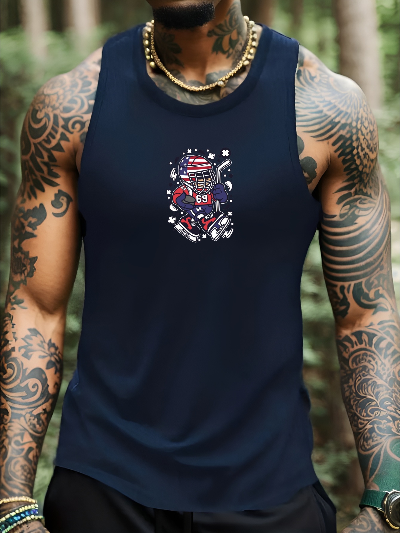 Bear In A Baseball Uniform Pattern Print Men's A Shirts, Casual