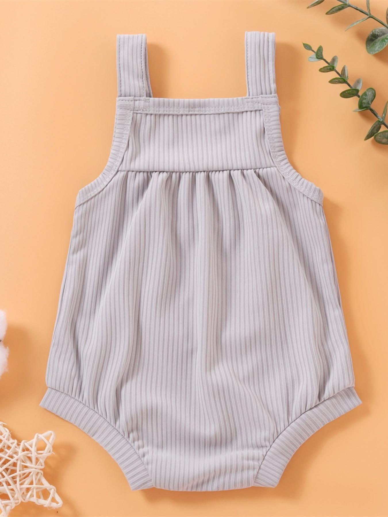 Pat Pat Ribbed Sun Bodysuit Set - Grey