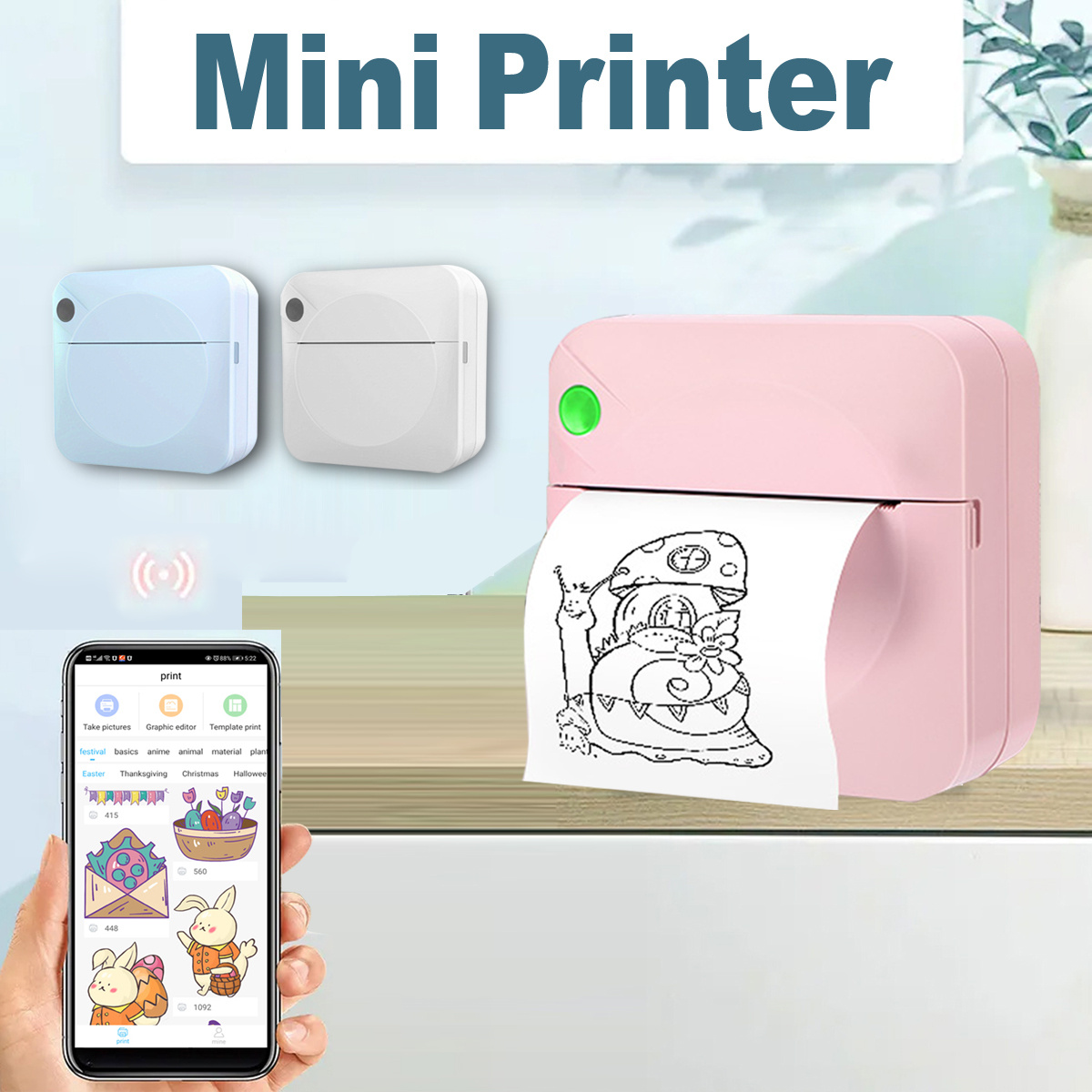 Mini Imprimante de Etiquette Mini Imprimante Photo pour Smartphone