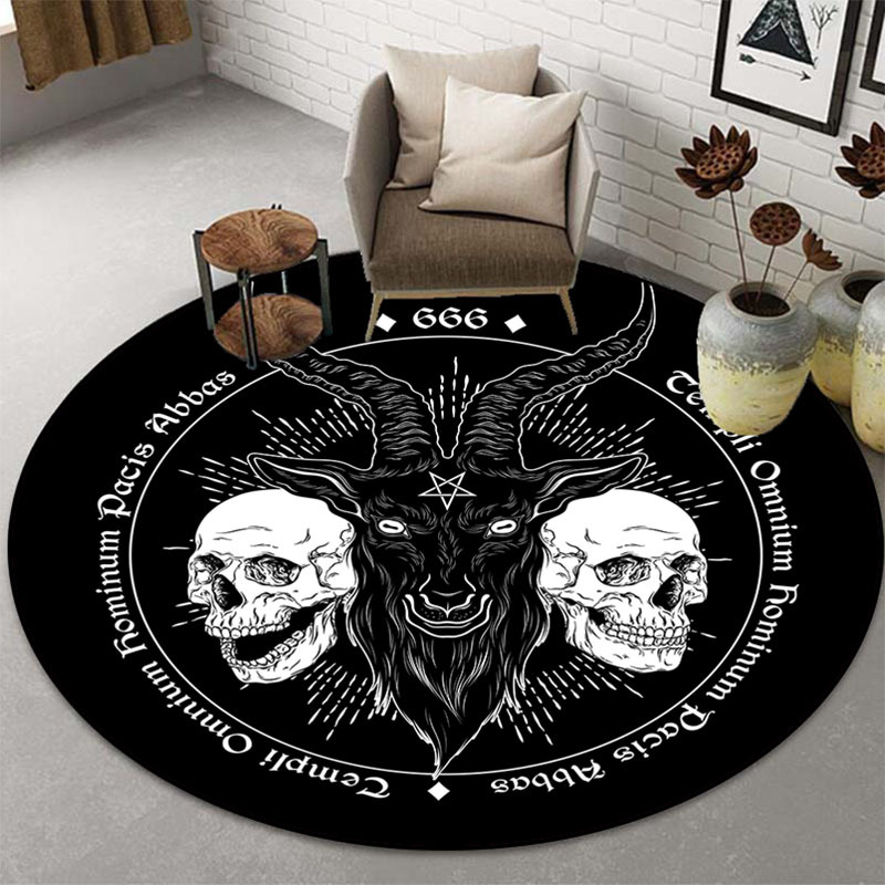 Black Dark Baphomet Rug For Living Room Satanic Pattern - Temu