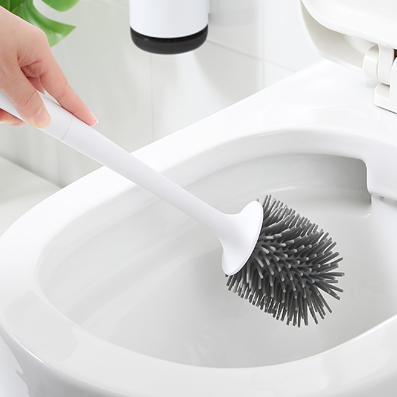 2Pcs Toilet Brush, Slim Compact Bathroom Toilet Scrubber No Dead Corners  Silicone Toilet Brush, Curved Design Angled Toilet Cleaner Brush Scrubber  for