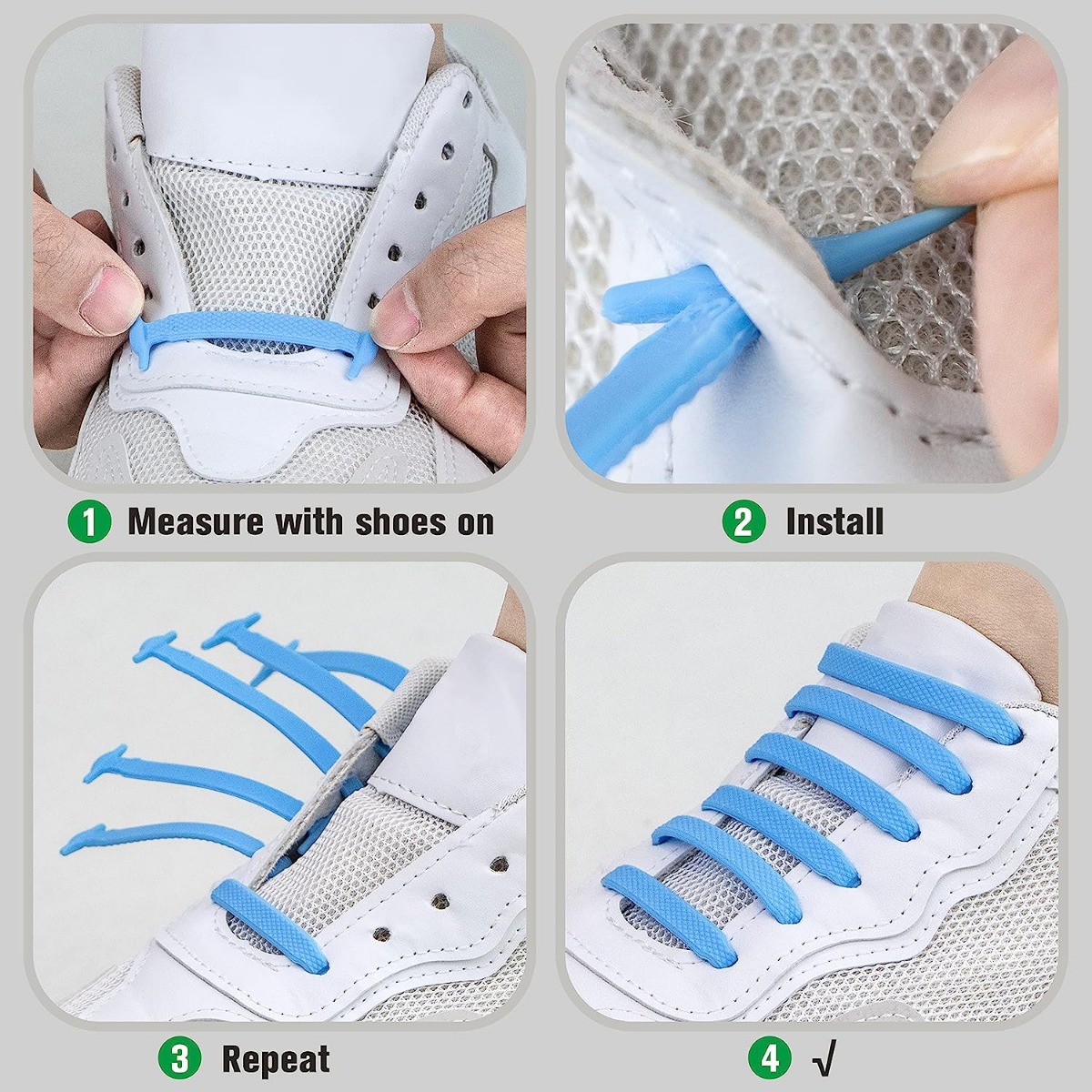 Elastic No Tie Shoe Laces - Tieless Shoelaces for Adults and Kids , Heavy Duty Shoe Strings for Sneakers,Temu