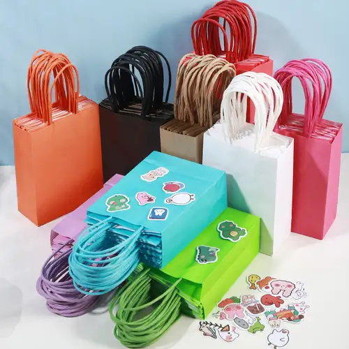 Juego de bolsas de regalo pequeñas, 24 bolsas de papel a granel para niños,  con asa para regalos, dulces, donas, cupcakes, galletas, regalos de
